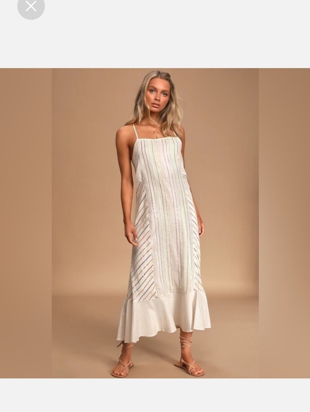 Lulu's Cream Striped Maxi Dress